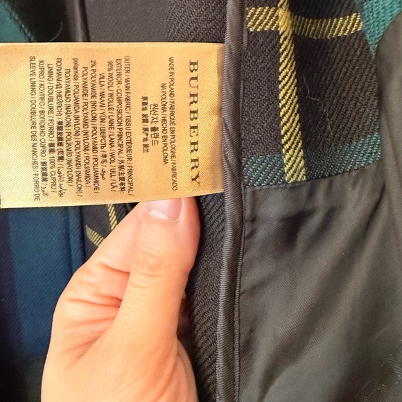 Burberry Wool Coat in Blue and Green Tartan - Picture 3 of 6
